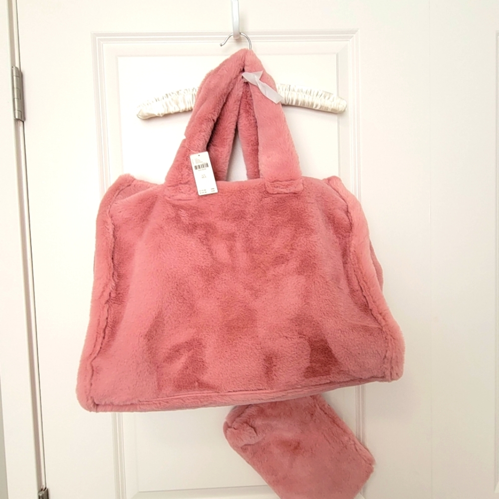 Anthropologie faux fur pink bag